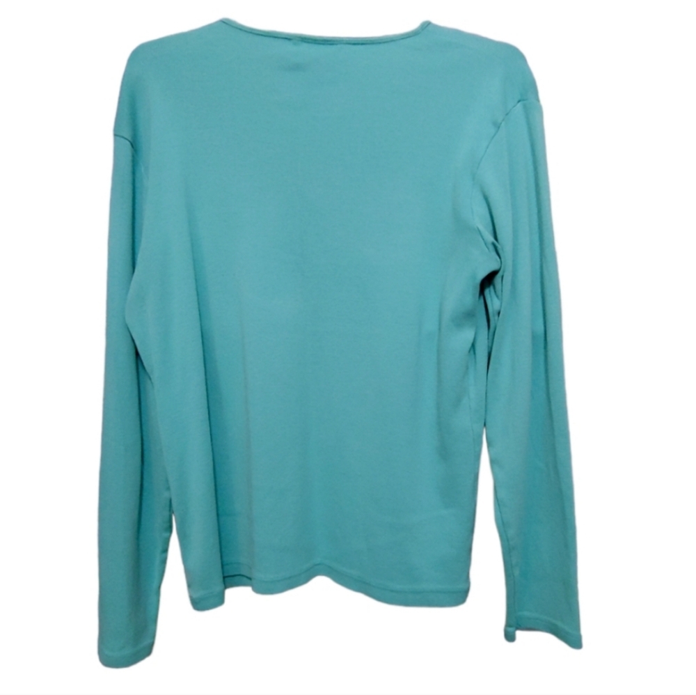 Pendleton Blue Crew Neck Long Sleeve Basic Shirt … - image 2